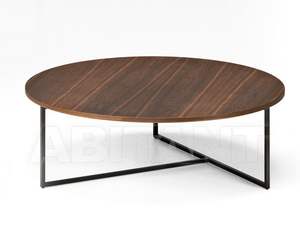 Mesa de Centro Redonda de Madera de Teca en Diseño Industrial Moderno - Product Image 1