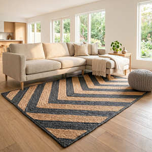 Tapis rond tressé pour salon bohème, chambre d'enfant et coin lecture - Product Image 4