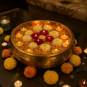 Bol à bougie en métal unique pour l'arrangement de bougies lors de fêtes en plein air dans les jardins avec décoration lumineuse du soir - Product Image 1