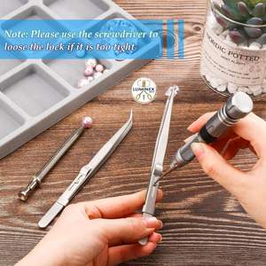 Lot de 3 pinces à diamants, pinces de serrage pour pierres précieuses, pinces à griffes en acier inoxydable pour bijoux, attrape-perles et billes - Product Image 2