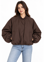 Blouson bomber léger et respirant pour femme, marron chocolat, hiver, poignets élastiqués, ourlet ajustable avec cordon de serrage