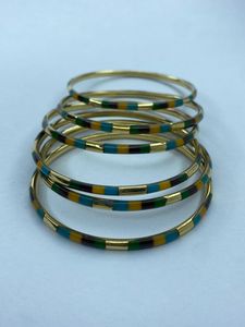 Brazalete Geométrico de Acrílico Chapado en Oro, Pulsera Abierta de Latón con Resina Acética Irregular para Mujer - Product Image 3