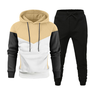 Conjunto de Sudadera con Capucha y Pantalones Deportivos para Hombre, Diseño Color Block, Felpa, con Cordón Ajustable y Letras en Relieve, Conjuntos Deportivos Personalizados - Product Image 3