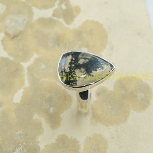 Natural <b>Moss</b> <b>Agate</b> Gemstone <b>Ring</b> 925 Sterling Silver Handmade Teardrop Cabochon Gemstone <b>Ring</b> Boho Vintage Women Jewelry Gift - Product Image 6