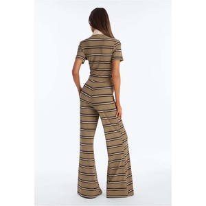 Women's Striped Off Shoulder Jumpsuit High Waist Sleeveless Knitted Full Length Casual Spring Summer Breathable Spandex Cotton - Product Image 4