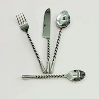Ensemble de couverts de nouvelle conception, nouveau métal, double torsion, manche argenté, acier inoxydable, couverts plaqués argent
