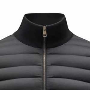 Chaqueta Acolchada Negra para Hombre con Cuello Alto, Cierre de Cremallera, Resistente al Viento, Informal, para Invierno, Corte Ajustado, Relleno de Poliéster - Product Image 5