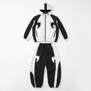 High Demands Custom Logo Black White Men's High Quality Nylon <b>Wind</b> <b>Breaker</b> Sets Suits For Summer Wear Streetwear Hoodies Trouser - Product Image 1