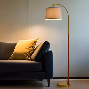 Lampada da Terra in Legno per Soggiorno, Oro con Interruttore a Pedale, Lampada ad Arco Alta, per Ufficio, Cameretta, Luce da Lettura Industriale - Product Image 2