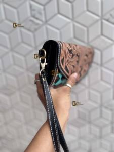 Cartera de Cuero Genuino Hecha a Mano de Lujo con Diseño de Cuadros Elegantes, Estuche para Teléfono Tipo Clutch, Multiusos para Mujer - Product Image 2