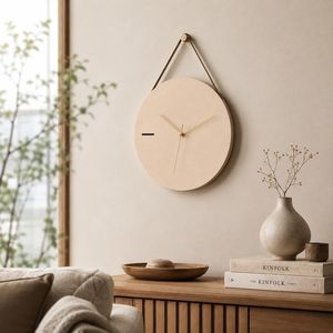Reloj de Pared Minimalista de Madera, Decoración Silenciosa Estilo Japandi Escandinavo, Reloj Colgante Moderno Beige - Product Image 2