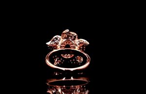 Anillo Floral de Oro 14k con Zafiro Azul Cultivado en Laboratorio y Diamantes, Inspirado en la Naturaleza, Anillo de Compromiso con Racimo de Flores, Joyería de Boda al por Mayor - Product Image 4