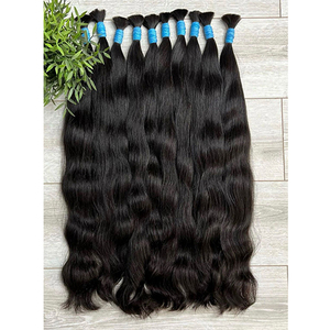 Extensiones de Cabello Humano Natural Negro de 32 Pulgadas, Ondulado, Cabello Indio Virgen, Remy, Sin Trama, para Trenzas, Puntas Suaves y Gruesas - Product Image 3