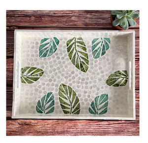 Plateau de rangement en nacre de dernière conception, plateau de haute qualité, 2 pièces, motif feuille - Product Image 2