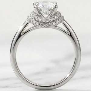 แหวนเพชรทรงกลม 2.01 กะรัต ผลิตในห้องปฏิบัติการ ประดับด้วยวงแหวนรอบวงแบบซ่อนสองชั้น สำหรับผู้หญิง ทองคำขาว 14K ของขวัญสำหรับแฟนสาวในงานปาร์ตี้ สำหรับงานหมั้น - Product Image 4