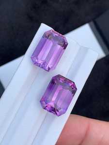 พลอยอเมทิสต์ธรรมชาติทรงเหลี่ยมมรกตสีม่วง สำหรับทำเครื่องประดับ แหวน จี้ หินประจำเดือนเกิดกุมภาพันธ์ - Product Image 3