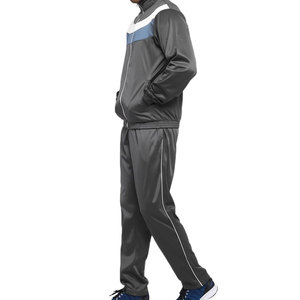 Conjunto Deportivo para Hombre en Gris con Bloques de Color, Pantalones Deportivos con Cierre de Media Cremallera y Bolsillos Laterales, Transpirable para Otoño - Product Image 1