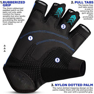 Guantes para mujer, protección antideslizante con palma acolchada, elásticos y transpirables, para levantamiento de pesas, gimnasio, culturismo, medio dedo, ciclismo - Product Image 4