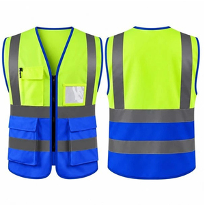 Servicio OEM, Nuevo Diseño, Chaleco de Seguridad Reflectante Amarillo y Azul de Alta Visibilidad, con Bolsillos, Ropa de Trabajo, Uniforme de Seguridad de Poliéster - Product Image 1