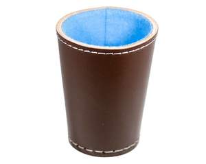 Conception OEM, vente en gros, haute qualité, gobelet à dés moulé sur mesure en cuir véritable 100% fait main, ceintures en velours bleu doux - Product Image 3