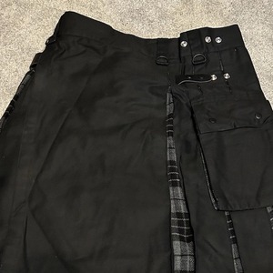 Men Scottish Black Cotton <b>Utility</b> <b>Kilt</b> with Detachable Cargo Pockets and Lace-Up Details Hybrid <b>Kilts</b> - Product Image 4
