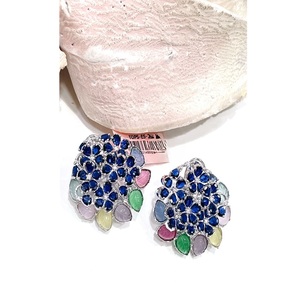 Flower Shape <b>Stud</b> <b>Earrings</b> with Zircon Gold Plated Alloy Women's Bohemia Style Party Wear Jewelry - Product Image 1