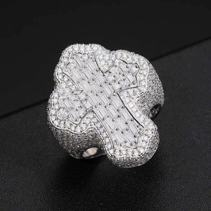 Luxury Moissanite Cross <b>Ring</b> Iced Out Baguette Round Cut <b>Statement</b> <b>Ring</b> Hip Hop Style <b>Silver</b> Jewelry Bold Design - Product Image 5