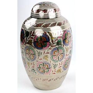 Urna Funeraria Plateada Estilo Árabe para Adultos con Diseño Floral Personalizable, Urnas de Metal en Forma de Domo para Seres Queridos - Product Image 3