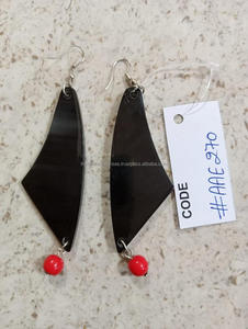 Princess Cut Real Horn and Epoxy Resin Drop <b>Earrings</b> Classic Flower Shape for Party and Traditional Dress for Fashion Walks - Product Image 4