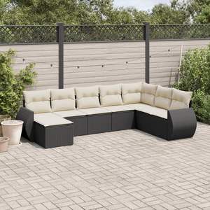 Conjunto de Sofá de Jardín con Reposabrazos Ajustables Grandes en Ratán Sintético Negro, Muebles de Exterior Cómodos - Product Image 1