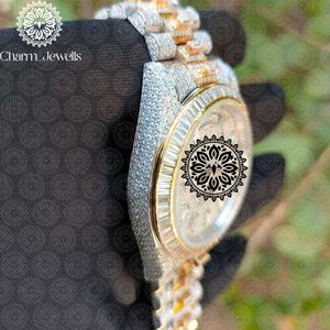 Montre de luxe pour homme Charm, boîtier de 40 mm, mouvement mécanique analogique, bracelet en acier inoxydable serti de diamants, cadran en verre lumineux, automatique - Product Image 5