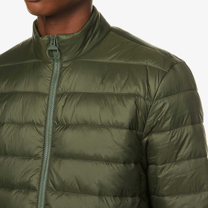 Chaqueta acolchada verde oliva para hombre, cuello alto, cierre de cremallera, a prueba de viento, informal, ajustada, de poliéster. - Product Image 6