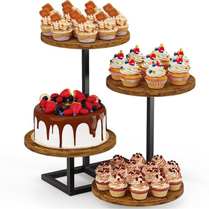 Rustic Wood <b>Cake</b> <b>Stand</b> <b>Set</b> 4 Tier Dessert Display For Wedding Birthday Party Decoration <b>Cake</b> <b>Stand</b> - Product Image 1