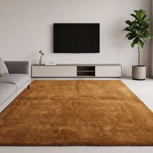 Tapis élégant en laine texturée tuftée à la main, couleur roux, pour salon, chambre à coucher, décoration moderne de la maison, revêtement de sol doux et moelleux - Product Image 5