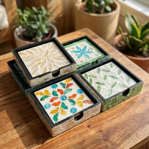 MOP Inlay Tableware <b>Drink</b> <b>Coasters</b> Set for Dining Table and Hotel Returners and Cafe Use by blossom craft india - Product Image 4