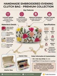 Women Floral Embroidered Clutch Bag Metal <b>Frame</b> Evening Purse Chain Strap Wedding Party Handbag Elegant Ladies Bag - Product Image 6