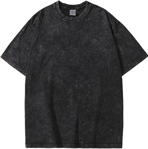 เสื้อยืดสตรีทแวร์ผู้ชายไซส์ใหญ่สไตล์วินเทจ ย้อมสีแบบแอซิดวอช ผ้าฝ้าย 100% แบบดิสเทรส ขายส่ง รับผลิตแบบ OEM - Product Image 1
