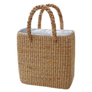 Sac à vin en jacinthe d'eau tissé à la main : Sac de pique-nique isotherme pour 3 bouteilles - Product Image 3
