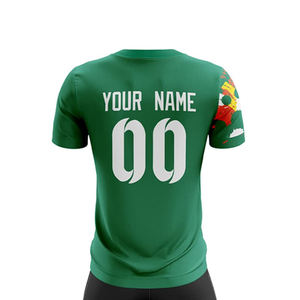 ชุดเสื้อฟุตบอลแบบซับลิเมชั่น โพลีเอสเตอร์ 100% สีเขียว พร้อมกางเกงขาสั้น ชุดยูนิฟอร์มฟุตบอลสั่งทำพิเศษ พร้อมชื่อทีมและหมายเลข แห้งเร็ว - Product Image 5