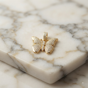 Trendy Women's Jewelry Custom Iced 925 Silver Gold Plated Cute <b>Butterfly</b> Lab Grown Diamond Fine Pendants Charms Hip Hop Necklace - Product Image 3