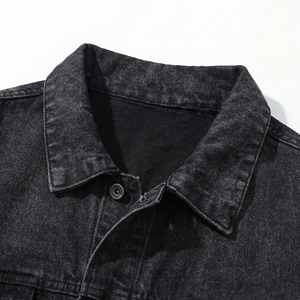 Black Washed Denim <b>Trucker</b> <b>Jacket</b> | Streetwear Button Up Denim <b>Jacket</b> | Vintage Style Denim Coat | Custom OEM Manufacturer - Product Image 3
