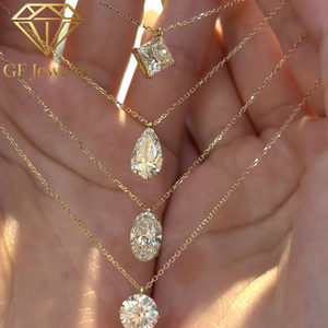 Collier solitaire en or rose 18 carats avec diamant de laboratoire, formes multiples (marquise, poire, ovale, princesse, ronde), bijoux fins minimalistes - Product Image 1