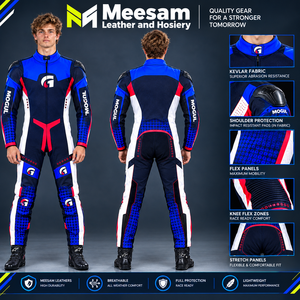Traje de Motociclismo de Kevlar Azul para Hombre, Equipo de Protección Corporal Completo, Ropa Transpirable para Pista, Trajes para Speedway - Product Image 1