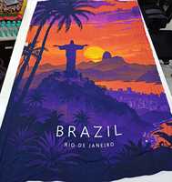 Pareo de Playa con Estampado de Palmeras al Atardecer en Río de Janeiro, Brasil, para Mujer, Maxi Sarong, 1 Pieza, Poliéster con Estampado Digital