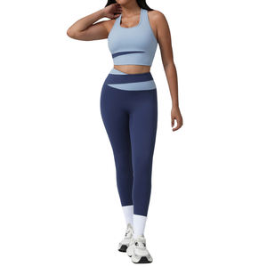 LD0009 Conjunto de Yoga Transpirable y Ecológico con Bloques de Color para Mujer, Top Deportivo de Manga Larga, Leggings Levanta Glúteos para Correr - Product Image 5