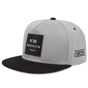 CAPTEK Unisex Gray Snapback <b>Cap</b> With <b>Black</b> Brim And Front Patch Logo Street Style Adjustable Fit 6-Panel Hat - Product Image 1