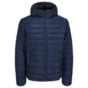 Chaqueta Acolchada con Capucha para Hombre, Invierno, Casual, Cierre de Cremallera, Resistente al Viento, Color Sólido, Relleno de Poliéster, Corte Regular - Product Image 1