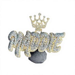 Pendentif Couronne Maddle, Breloque en Strass Plaqué Or Style Hip-Hop, Bijou Unisexe - Product Image 1