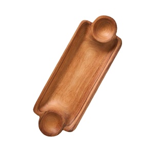 <b>Large</b> Acacia Fries And Sauce <b>Tray</b> Restaurant Supplies Wooden <b>Trays</b> Eco Friendly Food Contact Safe Decorative <b>Trays</b> Hot Sell - Product Image 1