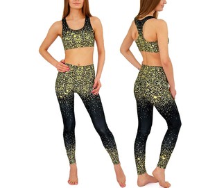 Premium Women Yoga <b>Set</b> <b>Square</b> Neck Four Way Stretch Breathable High Waist Nylon+Spandex Sports Bra Leggings 2-Piece OEM - Product Image 3